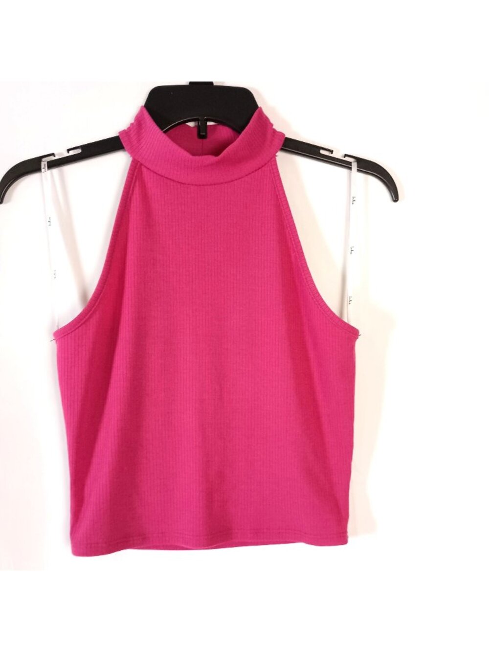 Lulus Hot Pink Ribbed Tank Top Mock Neck Sleeveless Womens Large